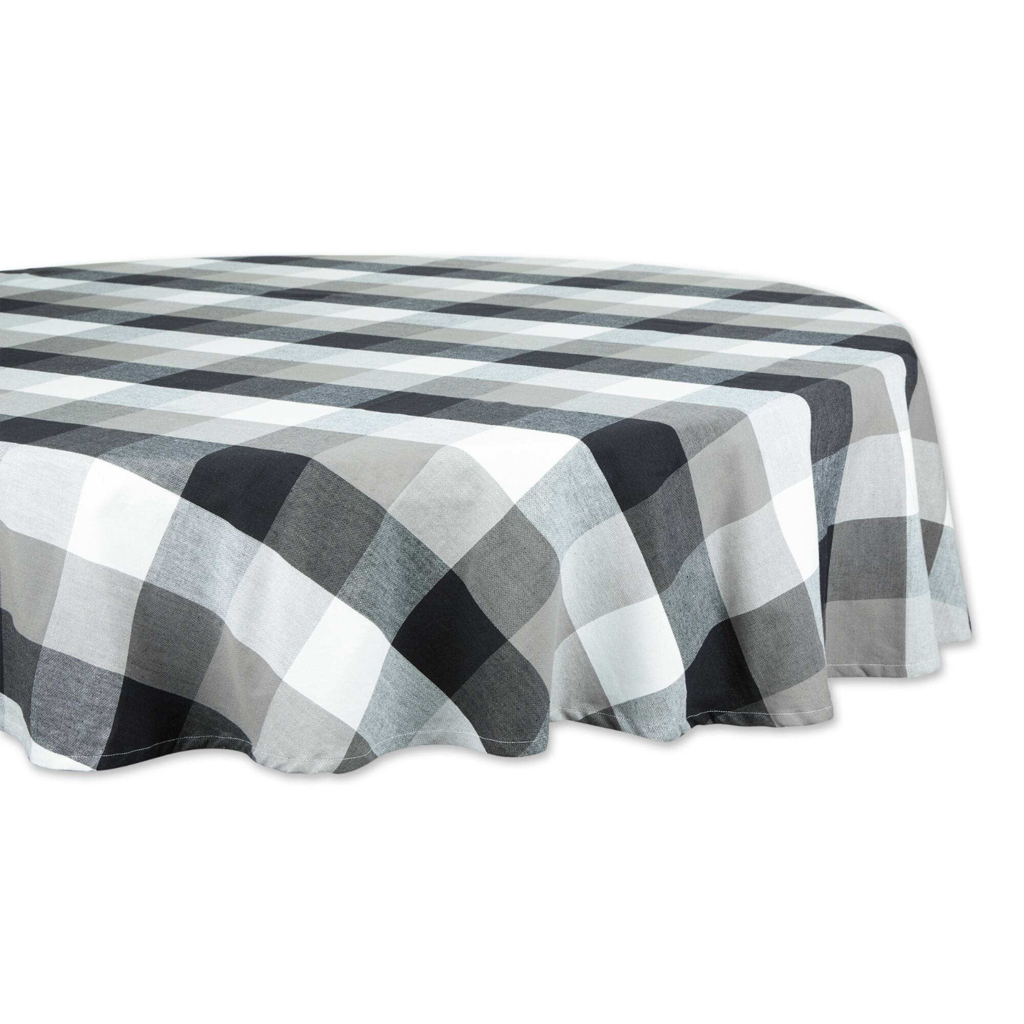 DII® 70" Round Tri Color Check Tablecloth